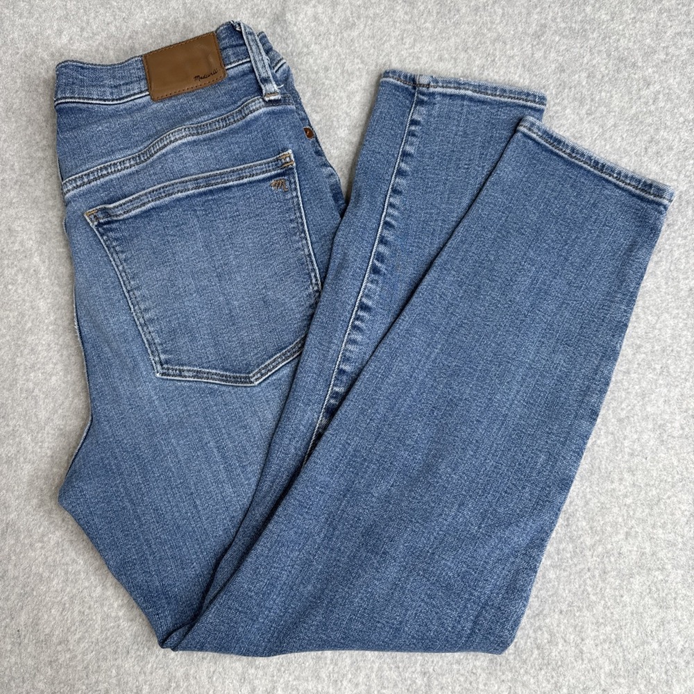 Madewell Mid Rise Skinny Crop Jeans Women Sz 30 Blue Wash Stretch Button Fly